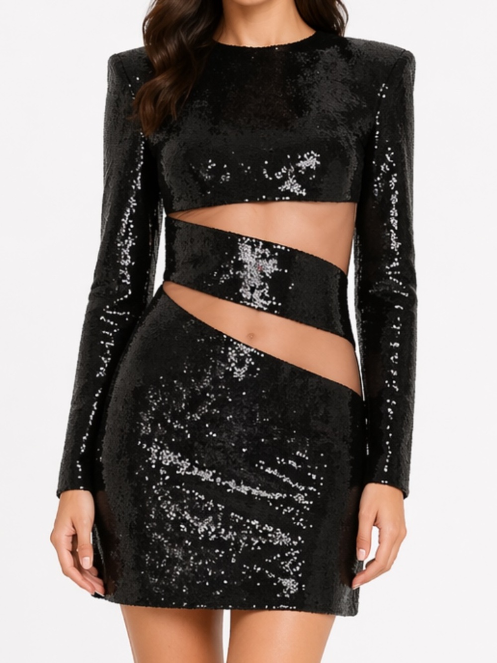 Bronx & Banco. Elise Mini Dress in Black Sequins.‎